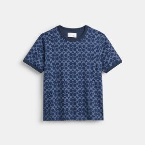 Coach Signature Ringer T-Shirt In Organic Cotton Size Medium